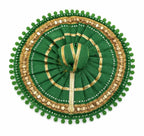 Grace Your Beloved Kanha with Elegant Green Poshak and Luxurious Golden Embellished Borders Today.