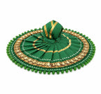 Grace Your Beloved Kanha with Elegant Green Poshak and Luxurious Golden Embellished Borders Today.