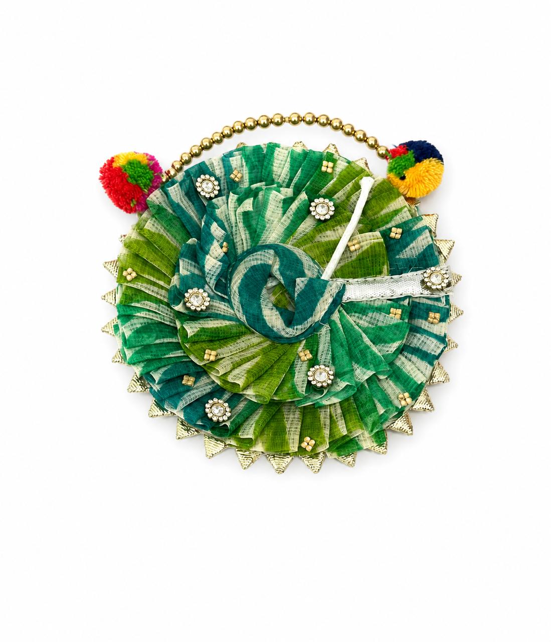 Celebrate Krishna’s Beauty with This Mesmerizing Green Shringar Masterpiece Crafted Lovingly
