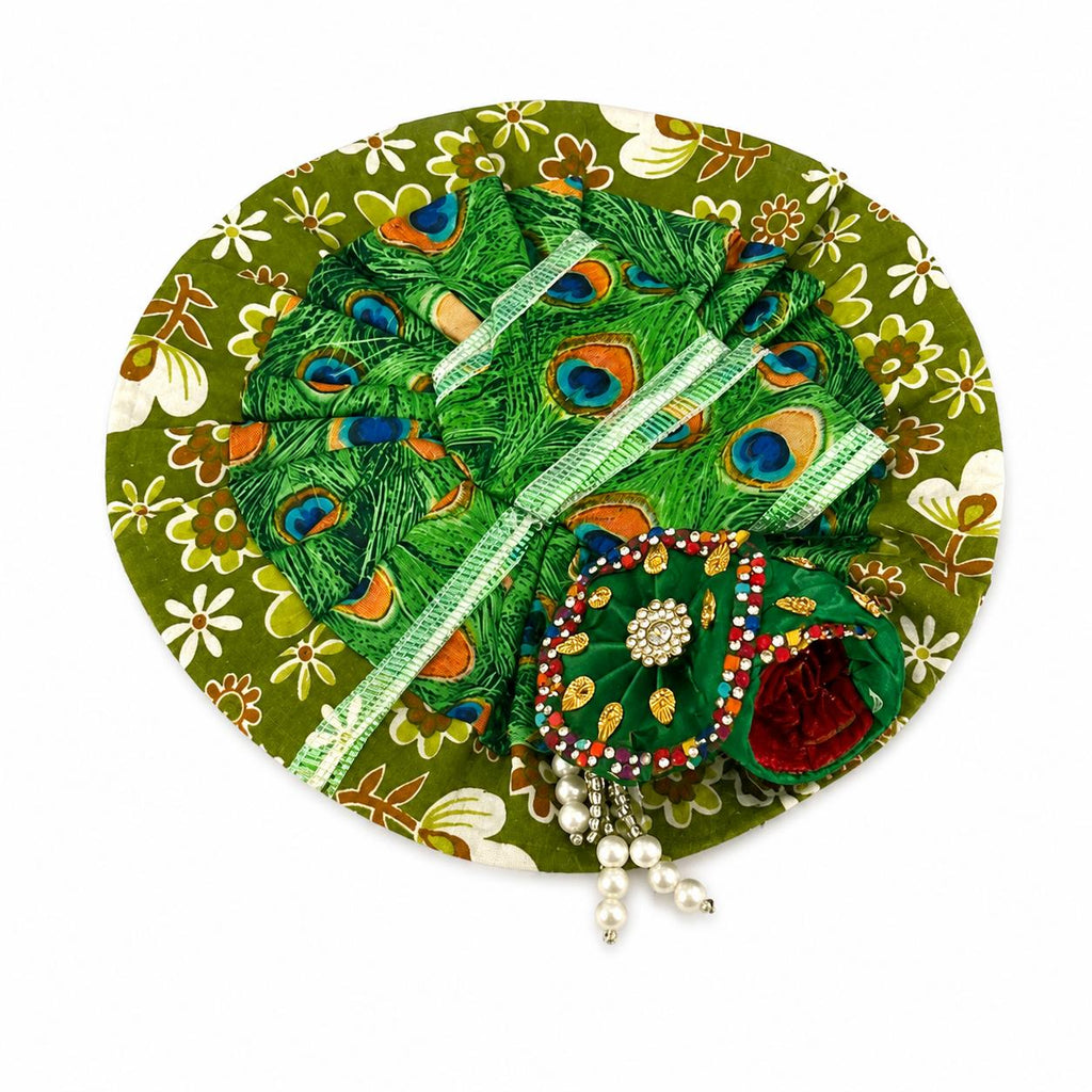 Enchanting Peacock-Inspired Poshak, Crafted to Adorn Laddu Gopal with Divine Grace