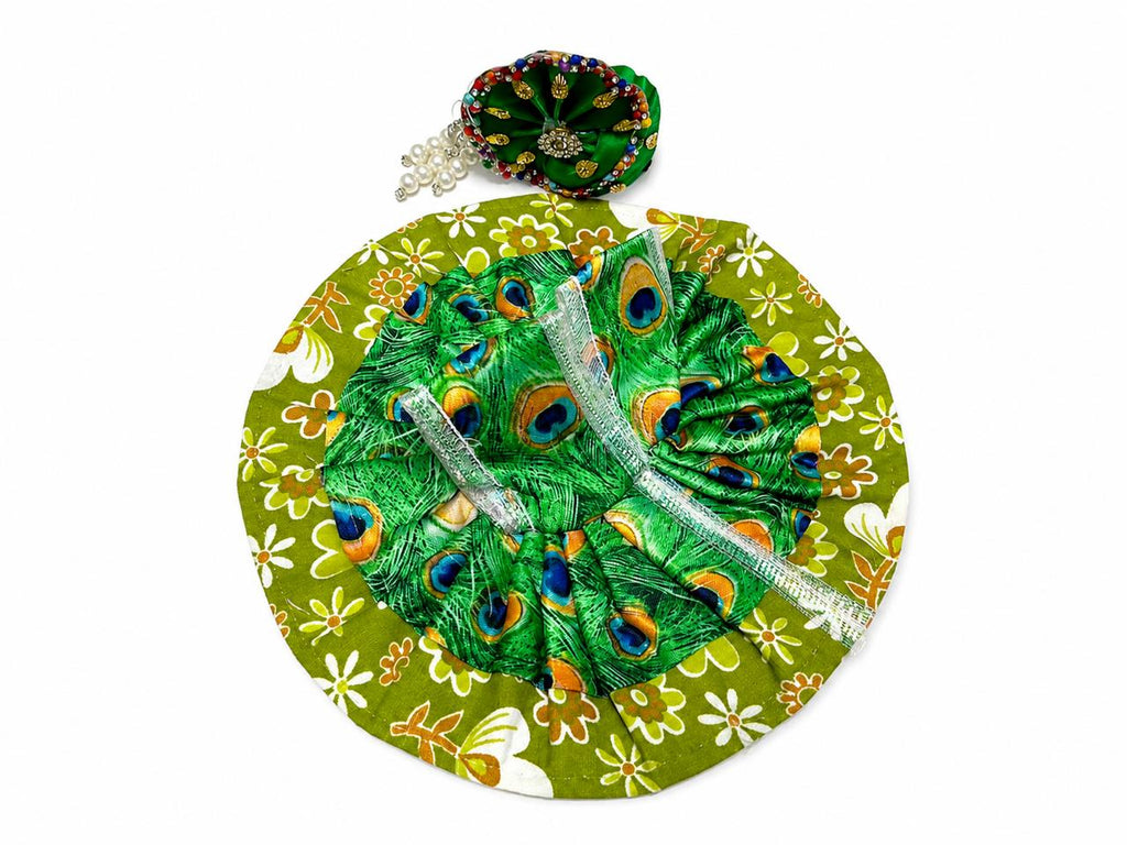 Enchanting Peacock-Inspired Poshak, Crafted to Adorn Laddu Gopal with Divine Grace