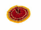 Regal Maroon Laddu Gopal Poshak with Golden Accents, Exquisite Detailing, and Festive Charm.