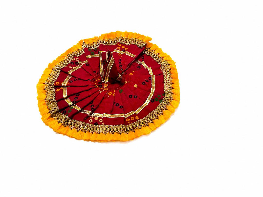 Regal Maroon Laddu Gopal Poshak with Golden Accents, Exquisite Detailing, and Festive Charm.