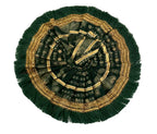 Elegant Dark Green Laddu Gopal Poshak with golden lace, frill border, and premium handcrafted elegance.
