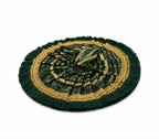 Elegant Dark Green Laddu Gopal Poshak with golden lace, frill border, and premium handcrafted elegance.