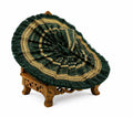 Elegant Dark Green Laddu Gopal Poshak with golden lace, frill border, and premium handcrafted elegance.