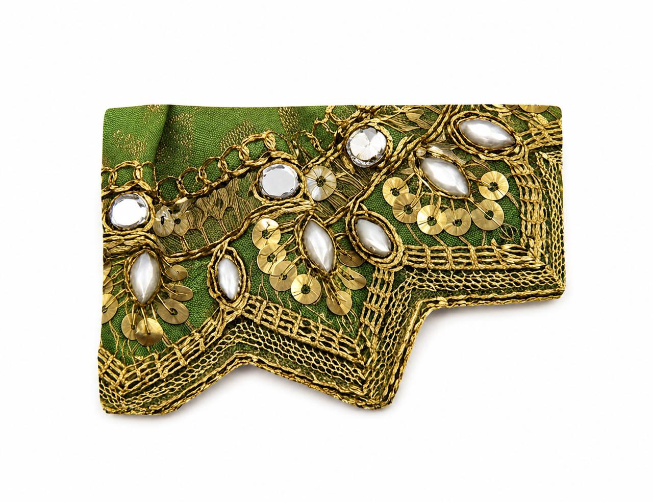 Royal Green Laddu Gopal Poshak featuring exquisite craftsmanship, sparkling mirrors, and premium detailing.