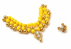 Exquisite Yellow Laddu Gopal Jewelry of golden beads necklace