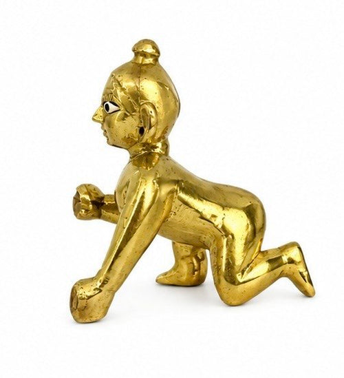 Divine Golden Laddu Gopal Idol , Perfect for Sacred Home Worship and Devotion.