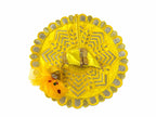 Elegant yellow Laddu Gopal dress featuring silver embroidery and golden lace